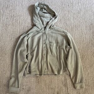 AEO Ribbed Button-Up Hoodie
